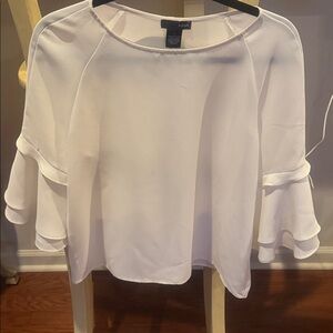 Aqua Women's Elegant White Blouse with Ruffle Sleeves